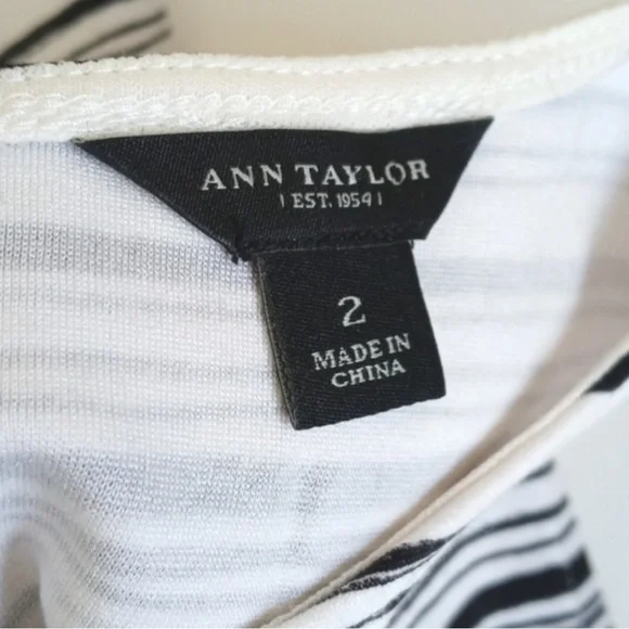 Ann Taylor White Black Stripe Lace Rayon Nylon Sleeveless Classic Shift Dress 2 - Picture 3 of 14